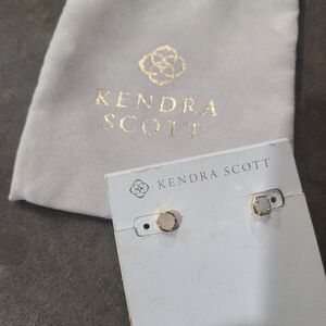 Kendra Scott Gold and White Hexagon Stud Earrings